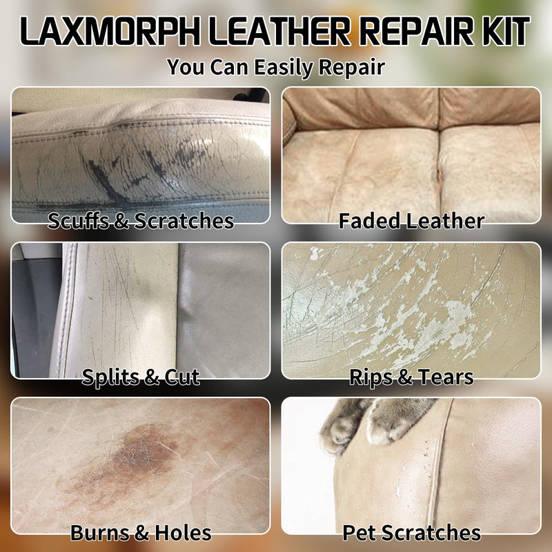 Leather Repair Kit for Furniture, Leather Vinyl Repair Kit for Car Interior,Couch, Jacket, and Purse - Fixes Tears, Burn Holes, and Scratches (Cream) Cream