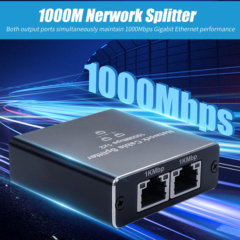 YAODHAOD Ethernet Splitter 1 to 2 1000Mbps LAN Network Splitter Internet Splitter RJ45 Ethernet Switch Extension Connector for Cat5/5e/6/7/8 Cable, Supports Two Devices Working Simultaneously