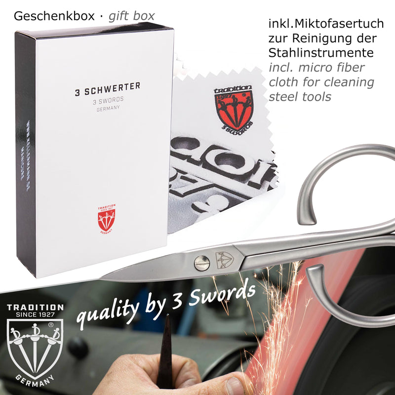  [AUSTRALIA] - 3 Swords Germany - brand quality 3 piece stainless steel INOX manicure pedicure grooming kit set for professional finger & toe nail care scissors file tweezers genuine leather case in gift box (03874) BROWN