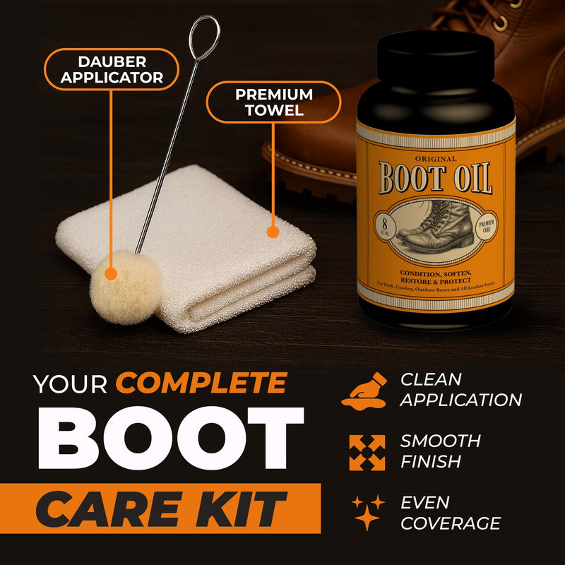 Leather Boot Oil for Work & Cowboy Boots – Deep-Conditioning Formula, Restore and Protects Dry, Cracked Leather Boots & Shoes 16oz