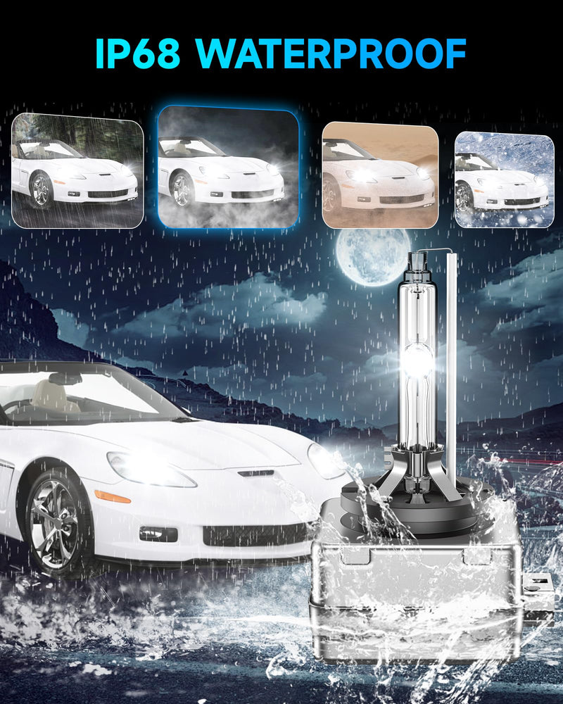 Fit for Chevrolet 2005-2013 Chevy Corvette Sport 2010-2013 Chevy Camaro D1S HID Xenon Headlight Bulbs, 350% Brightness, High Low Beam Light Bulb, 6000K Cool White, Plug and Play, Pack of 2 D1S-6000K