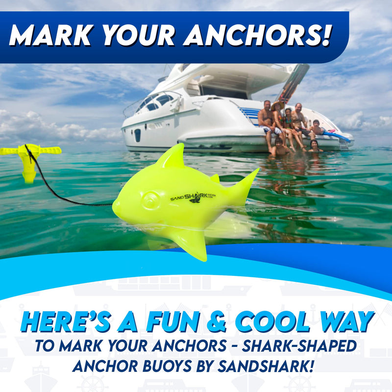 Premium Floating Anchor Marker Buoy by SandShark. High Visibility Markers for Anchors at The Beach, Lake, Shallow Water, Sandbar, Find Your Anchor, Prevent Accidental Hitting or Stepping on Anchors Neon Green