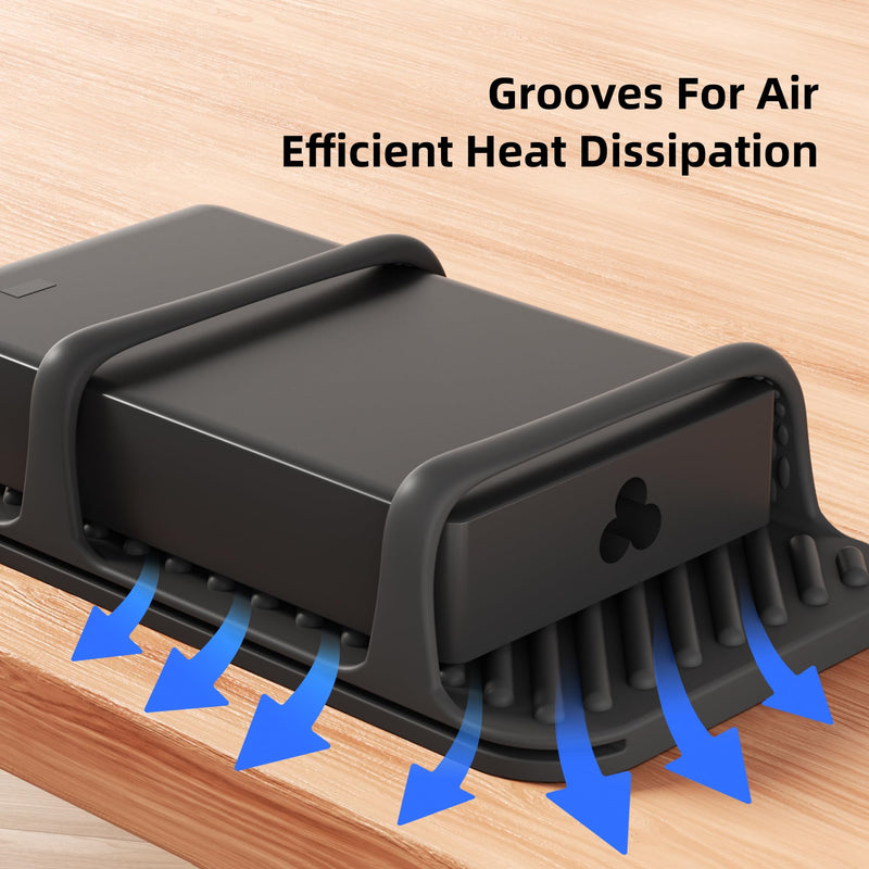 ELETIUO Universal Silicone Laptop Charger Holder,Under Desk Power Brick Mount Organizer for Charging Brick & Cables,Flexible Non-Slip Power Bricks Mount,Secure Supply Holder for Laptop Charger,Black Black