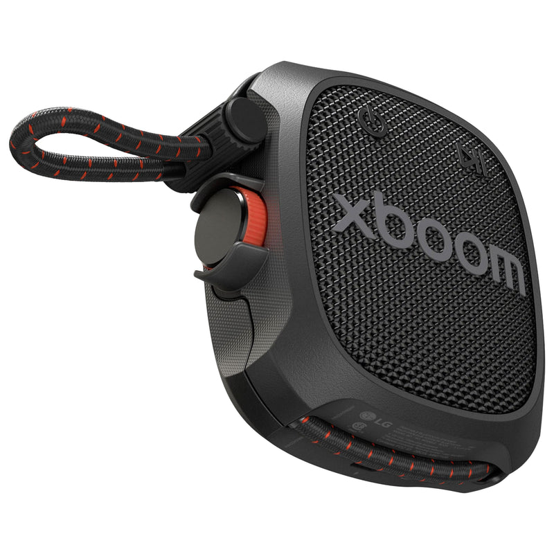 LG xboom Rock by will.i.am, Portable Outdoor Bluetooth Speaker, up to 10 Hours, IP67 Dust and Water Resistant, Adjustable Mounting Cord, Black