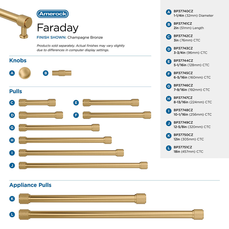 Amerock Faraday 8-13/16 inch (224 mm) Center-to-Center Champagne Bronze Cabinet Pull, BP37747CZ