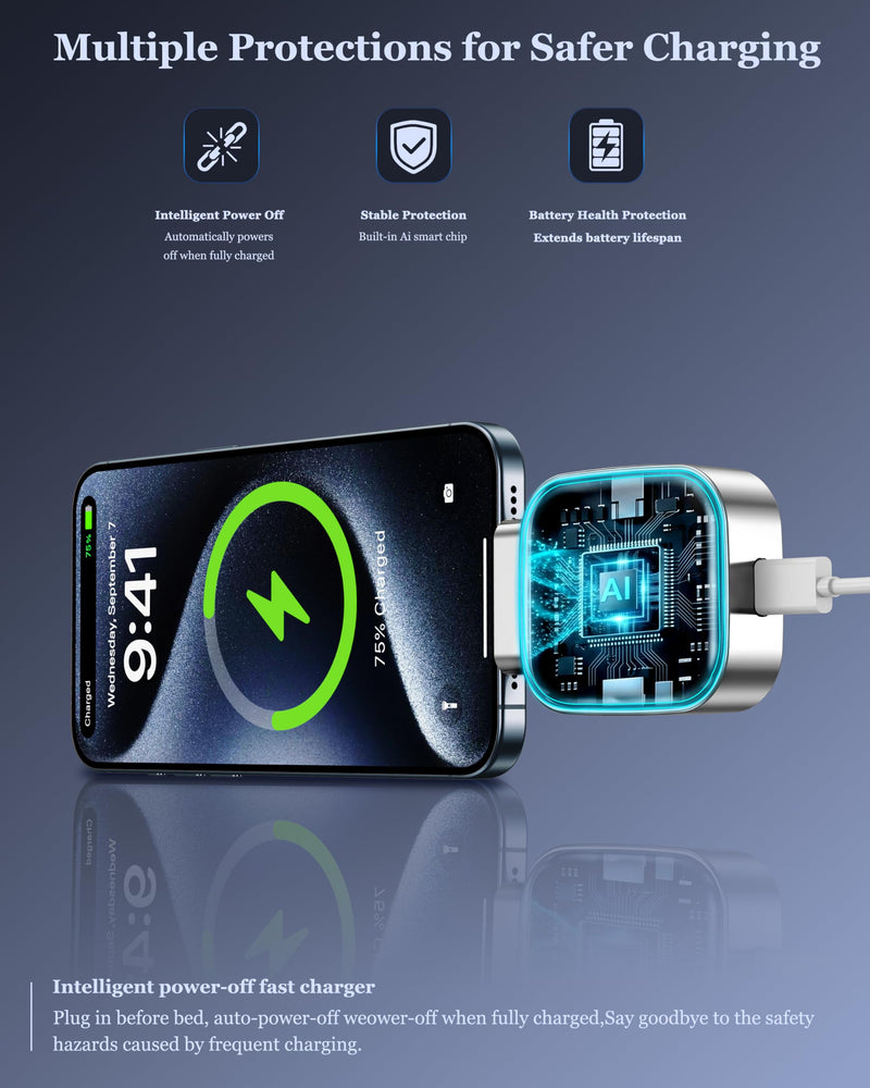 Smart Auto Stop Charging Adapter : Supports Up to PD 140W Fast Charger with Physical Cut-Off, Auto Power-Off Timer for Phone, Tablet & All Type-C Devices, Prevents Overcharging,Extends Battery Life
