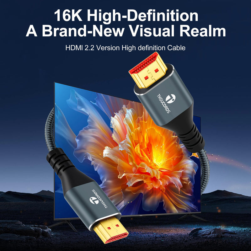 Thsucords 16K 8K 4K HDMI 2.2 90 Degree Right Angle Cable 1.6FT, High Speed Cord Supports 16K@60Hz,8K@120Hz,4K@480Hz 96Gbps Ultra Compatible with PS5/HDTV 16K A - Right Angled 90°