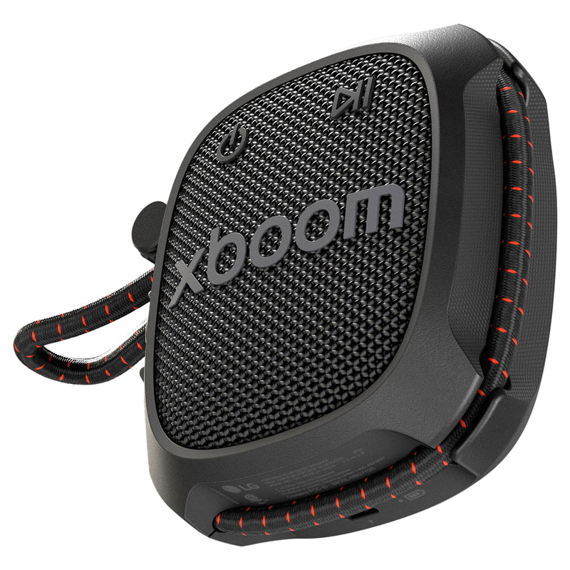LG xboom Rock by will.i.am, Portable Outdoor Bluetooth Speaker, up to 10 Hours, IP67 Dust and Water Resistant, Adjustable Mounting Cord, Black