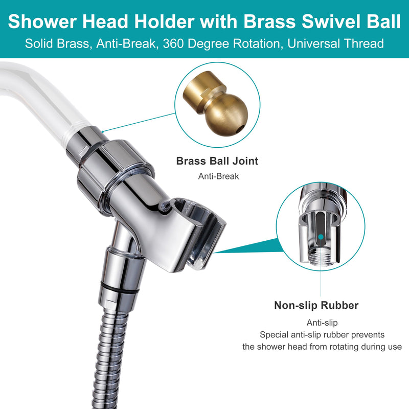 GwernKB Handheld Shower Head with On Off Switch 8-Mode High Pressure Showerhead with 79 Inches Extra-long Stainless Steel Hose and Bracket PLUS Extra Low-Reach Adhesive Wall Mount for Kids,Silver… Silver