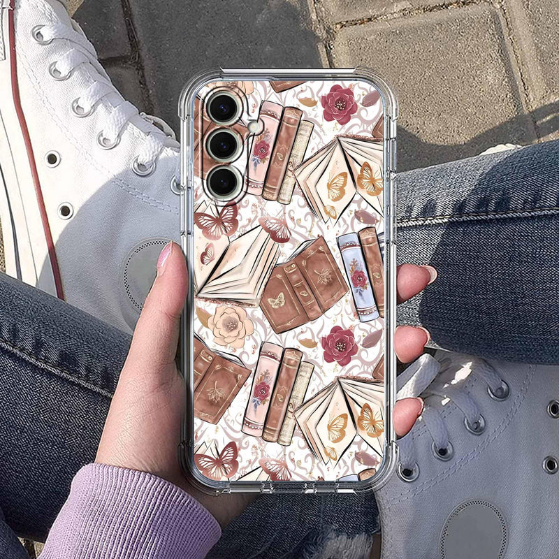 Case for Samsung Galaxy S26 with Aesthetic Design,Vintage Butterfly Brown Book Pattern,Clear Slim Soft TPU Bumper Phone Cover,6.3”(Butterfly,Sx26)