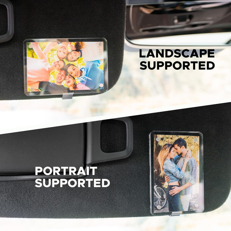 2Pcs Car Picture Holder, Acrylic Car Visor Photo Clip, Personalized Car Accessories Magnetic Car Sunshade Photo Frame for Adding Family or Personal Photos
