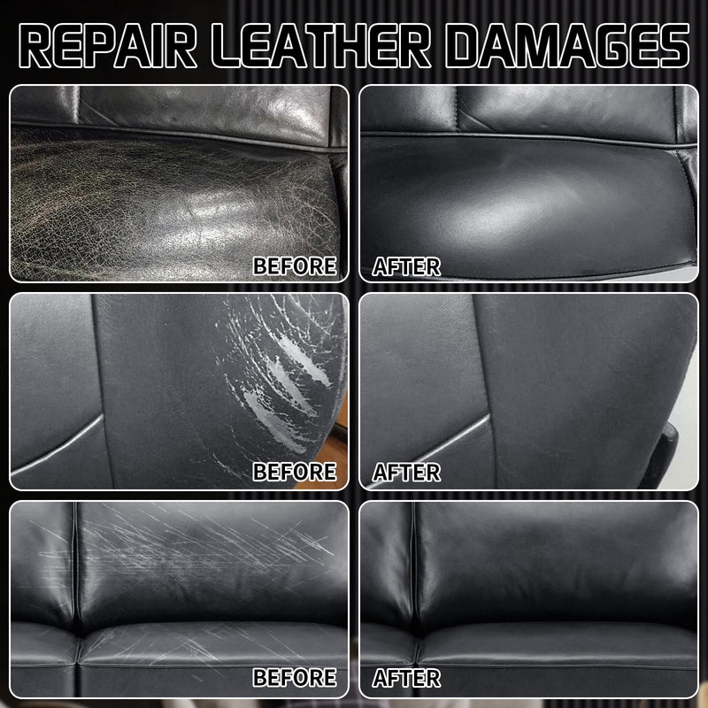 Black Leather Repair Kit for Furniture, Leather Vinyl Repair Kit for Car Interior,Couch, Jacket, and Purse - Fixes Tears, Burn Holes, and Scratches, Restores Any Material, Bonded, Pleather, Genuine black