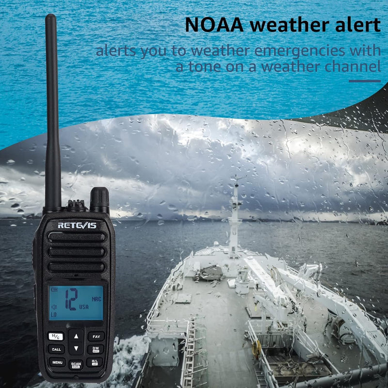 Retevis RM21 Floating Marine Radio, 1/3/5 W, IP67 VHF Radio Marine, Submersible, 1-Press AI Noise Reduction, 1800mAh, 88 Global Channels, NOAA, Boat Radio for Fishing Angler Sailling (1 Pack)