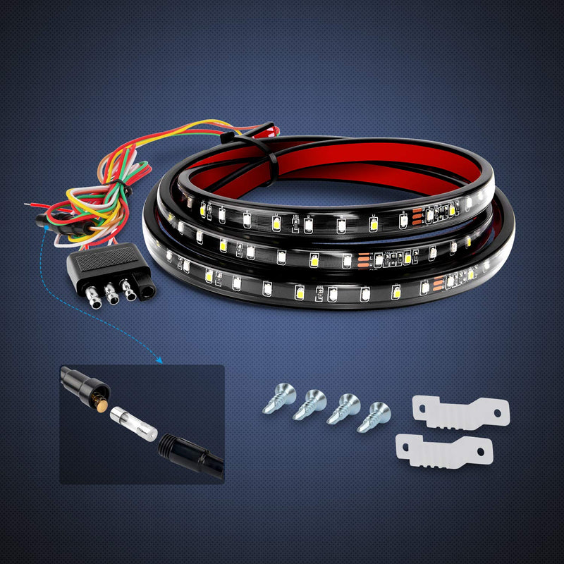 Nilight 48”/49” LED Tailgate Light Strip 90 LED Red/White for Running Light Brake / Turn Signal / Reverse Light，2 Years Warranty 48" Tailgate Light Strip