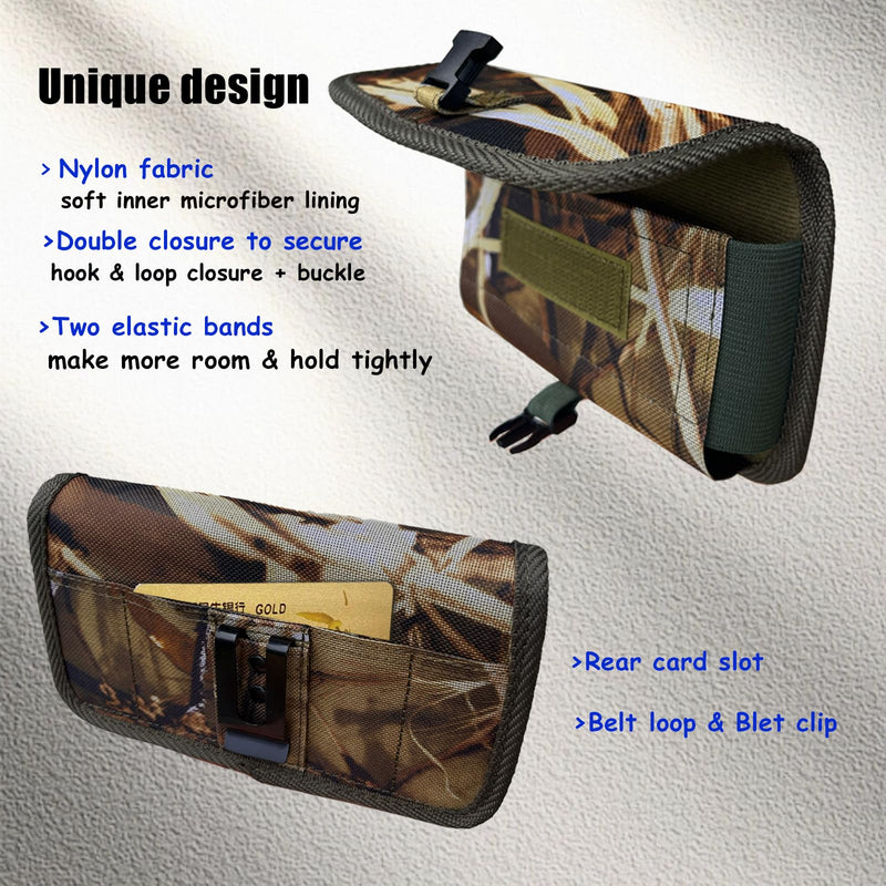 Camo Cell Phone Holster for Men, Belt Clip Phone Holder, Large Tactical Phone Pouch for iPhone 17 16 15 14 Pro Max 17 16 15 14 Plus, for Galaxy S25 Ultra,S25 Plus,Heavy Duty Buckle Closure