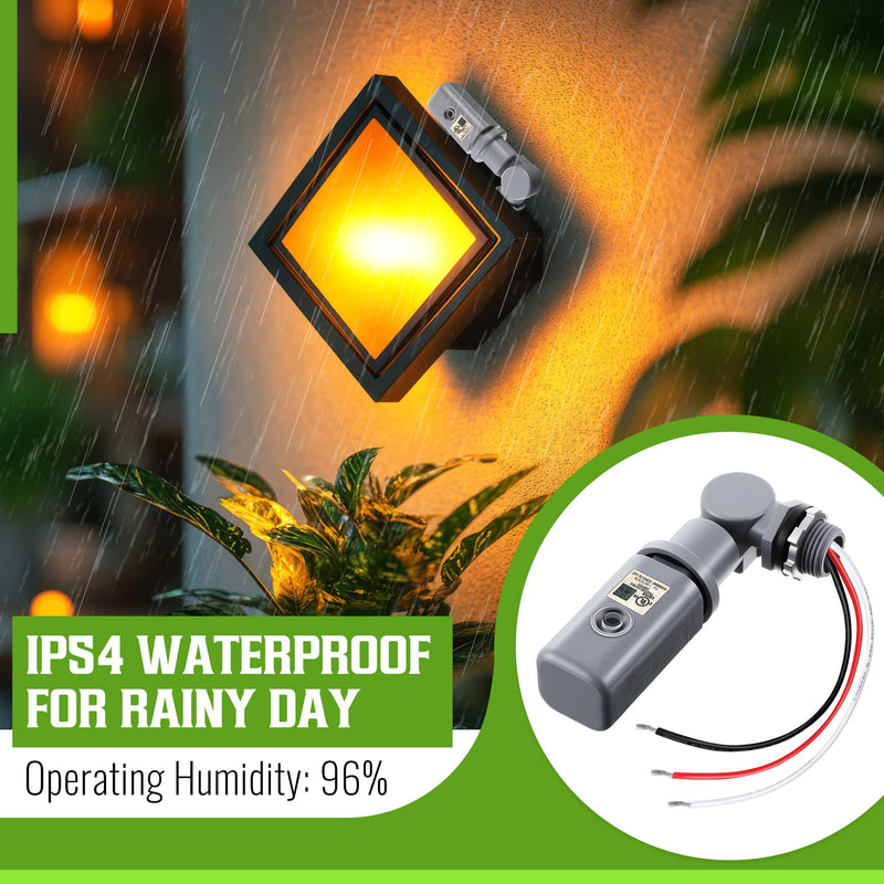 Photocell Sensor for Outdoor Light, 120-277VAC 50/60 Hz Swivel Mount Photocell IP54 Waterproof, Dusk to Dawn Sensor Photoelectric for High Power Loads in Commercial or Industrial (4 Pack) 4