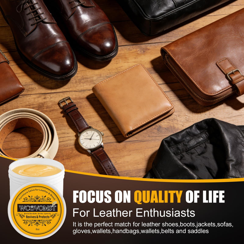 Leather & Furniture Repair Salve - Restorer, Conditioner & Polish for Couch, Car Seat, Bag, Boot | Prevents Cracking, Fading & Water Stains | UV Protectant for Leather, Wood, Vinyl - 8oz 8 Ounces