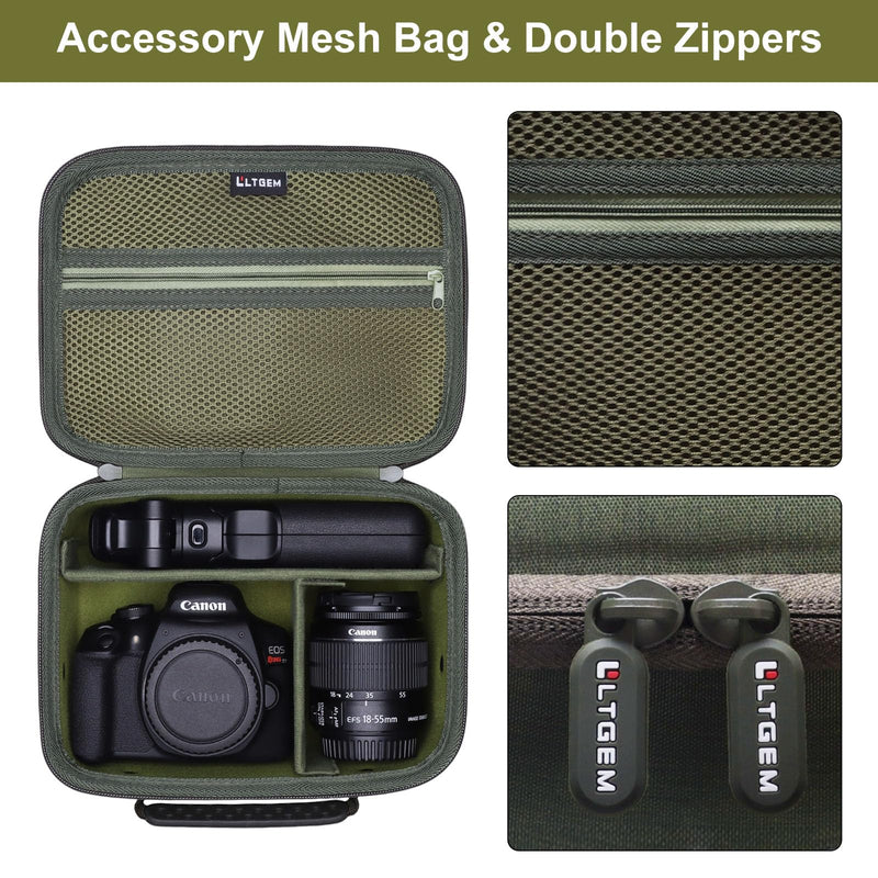 Small Camera Case Bag for Canon EOS Rebel T7/R50//R100 DSLR Camera Green | Hard Carrying Travel Case for Canon EOS Rebel T7/R50//R100/R6 Mark II/R8/R6 Mark III/R50 V/T6/R10/R5 Mark II DSLR SLR Camera Small