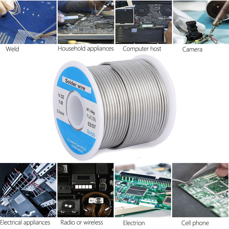 63/37 2mm 1LB Tin Solder Wire with Flux for Electrical Soldering Repair 63 37 1lb