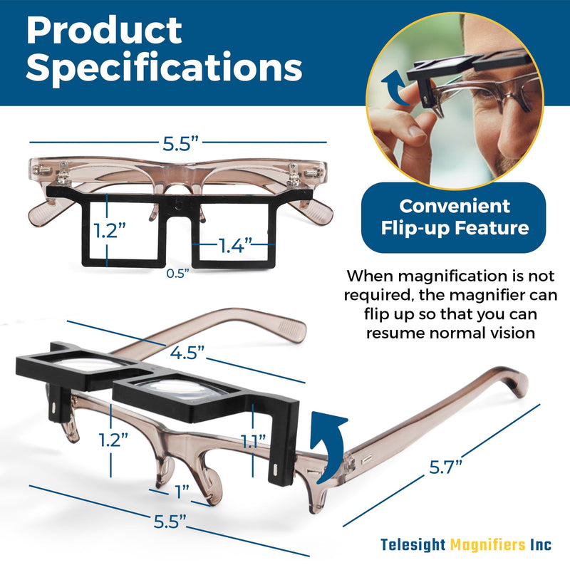 Telesight Half Frame # 44 Jewelers Glasses, Magnifying Headset, Lightweight, Available in 3 Powers, Headband Magnifier, Perfect Jewelers Vision Glasses and Lash Magnifier. Choose Below TLA-44 2.00X