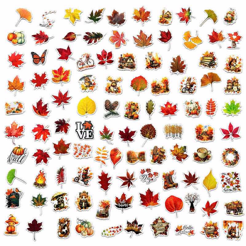 Fall Stickers Thanksgiving Autumn Waterproof Vinyl Sticker Pack 100pcs (Fall) Fall