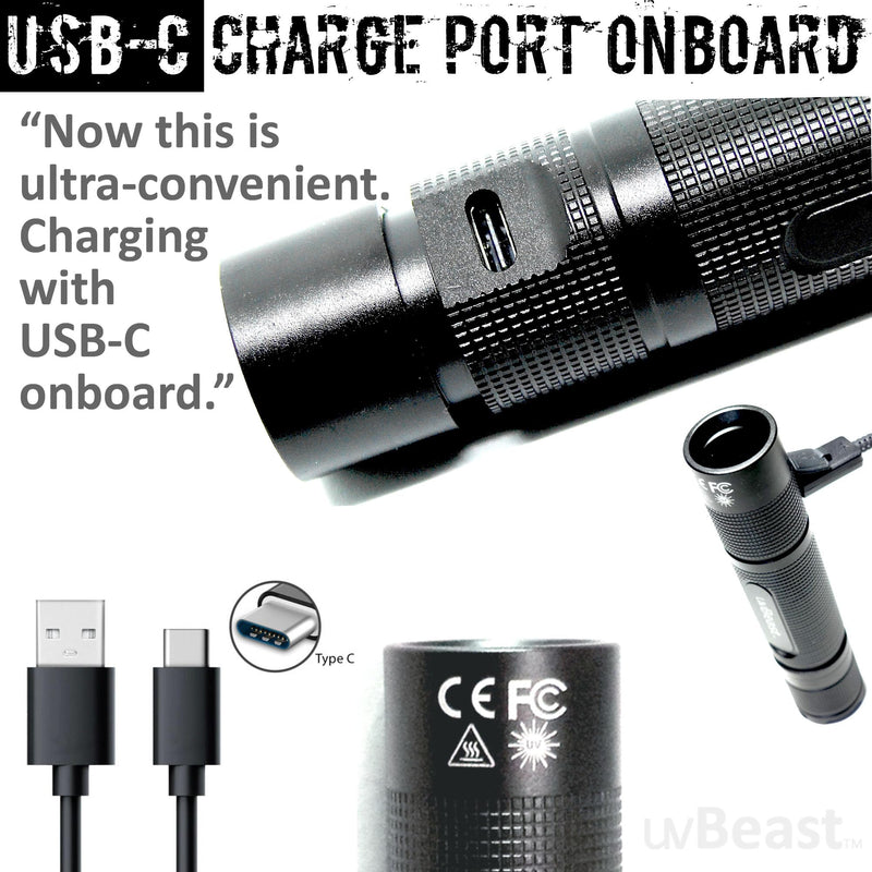 uvBeast New V3 365nm MINI - Black Light UV Flashlight – High Definition Pure Ultraviolet - Professional Grade High Power Upgraded 5 Core UV LED – USA Stock