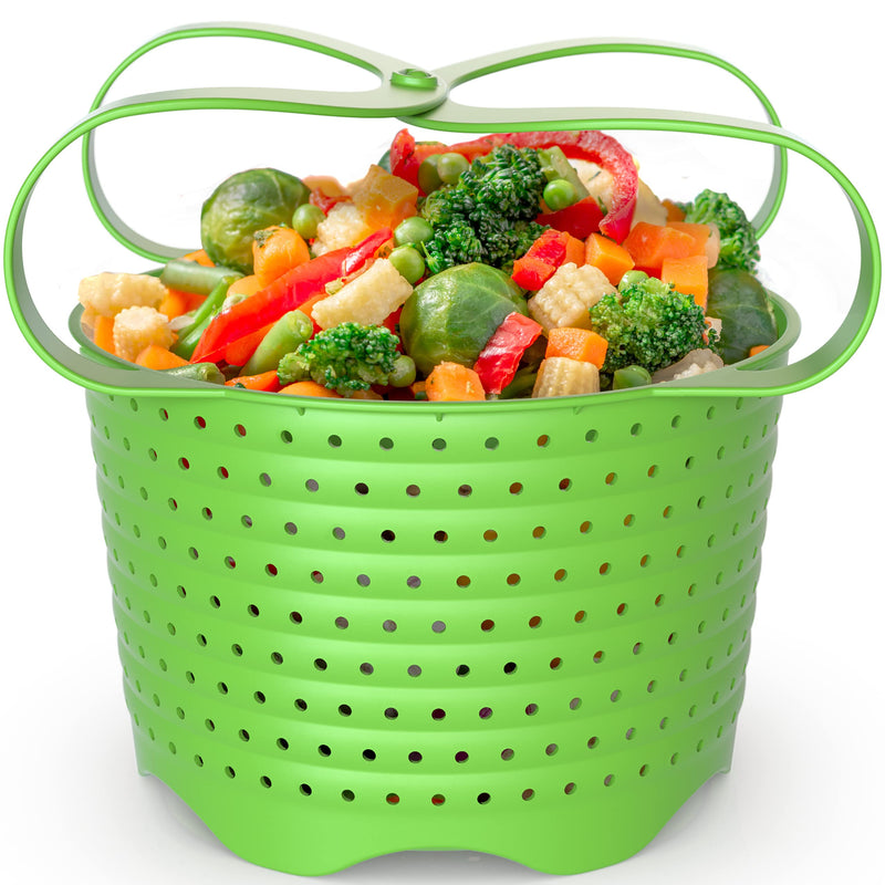 Avokado Silicone Steamer Basket for 6qt Instant Pot [3qt, 8qt avail], Other Pressure Cookers - 100% Food Safe, BPA-Free, Dishwasher Safe Collapsible Vegetable Steamer Basket & Strainer 6 QT Green