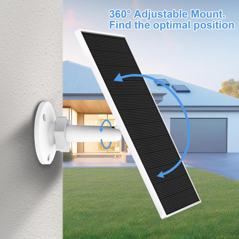 Solar Panel for Eufy Outdoor Camera, 5W Camera Solar Panel Charger Compatible with Eufycam, Continuous Power Supply, Solar Panel with 9.8ft Charging Cable, IP65 Waterproof, Adjustable Wall Mount 1