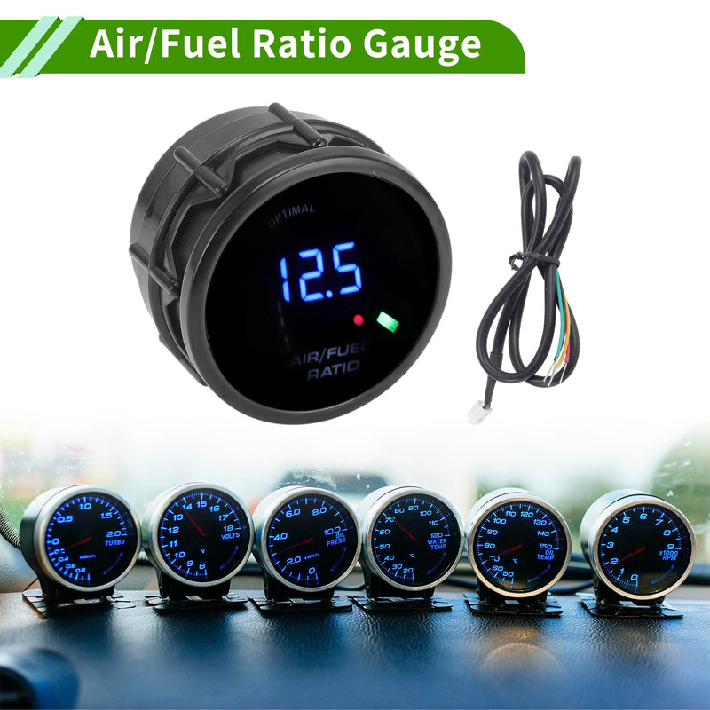Air/Fuel Ratio Gauge 2" 52mm AFR Controller Gauge Colorful LED Digital Display Car Vehicle Automotive Universal Black Black Colorful