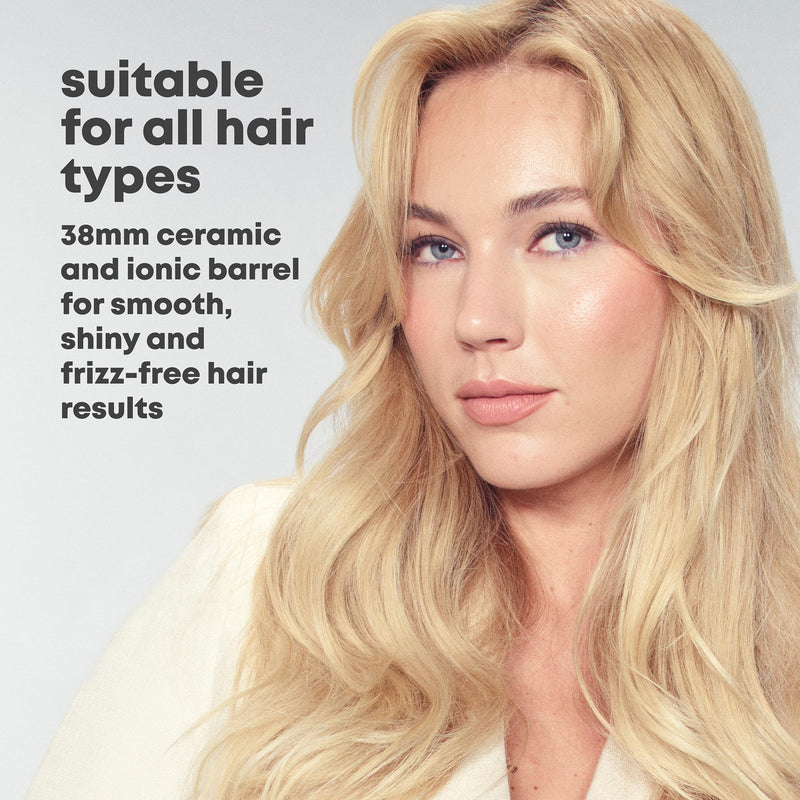 REVAMP Volume & Shape Ceramic Hot Brush Styler - Round Barrel 38 mm | Heated Curling Brush, Volume Release Retracting Bristles, Kinder Styling, Custom Temperature, Short to Long Hair Black/White