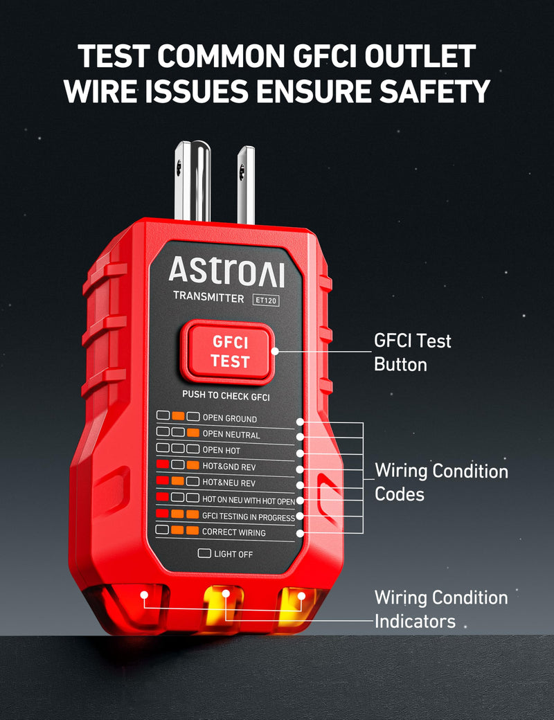 AstroAI Circuit Breaker Finder with GFCI Outlet Tester, Electrical Tester Tool for Home/Workshop Circuit Tracing, Quickly Locates Breakers with Indicators