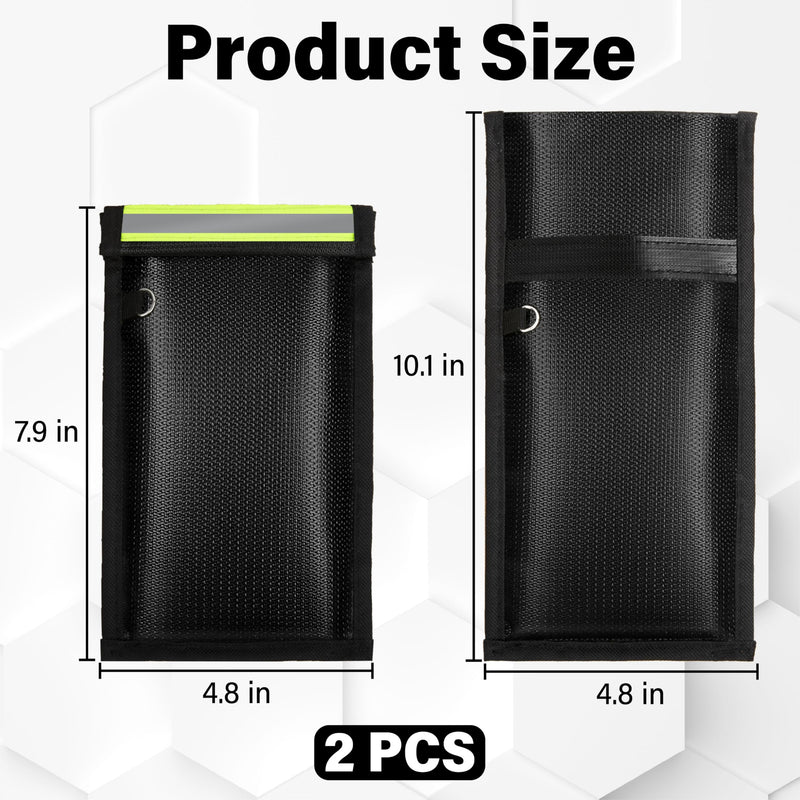 2Pcs Faraday Bags for Phones, Anti-Tracking Faraday Pouch | Faraday Phone Case with Reflective Strip, Blocks 5G, WiFi, GPS, RFID & Bluetooth