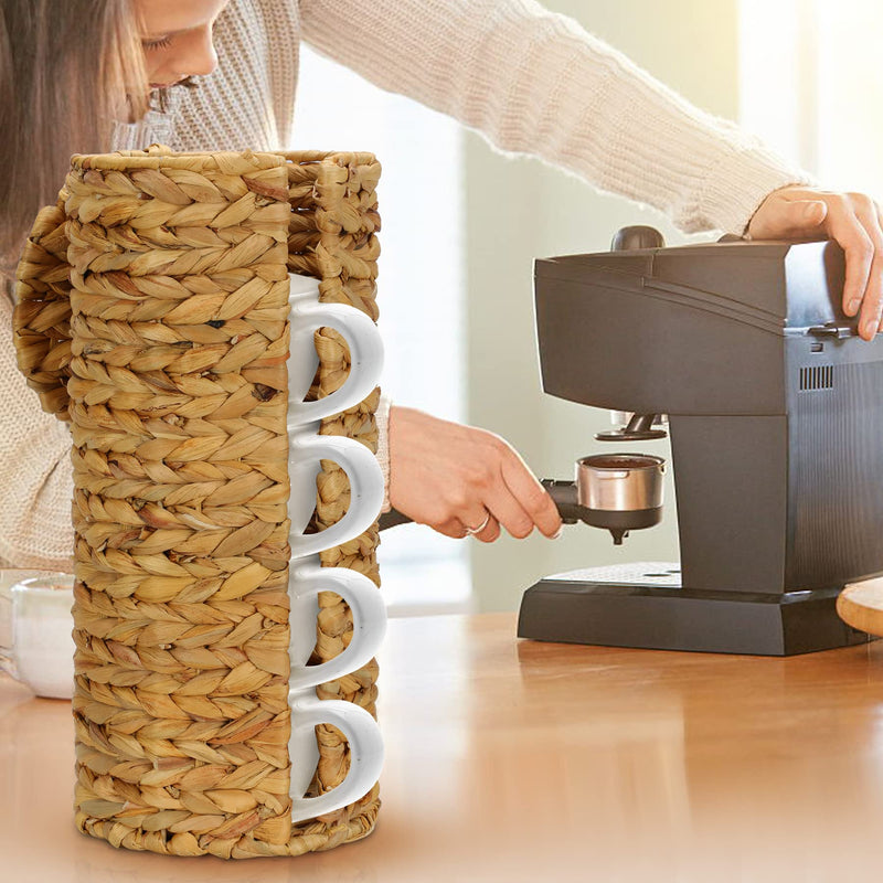 Graciadeco Stand Paper Storage with Lid Spare Extra 3 Rolls of Toilet Tissue Holder Free Standing Water Hyacinth Wciker Toilet Paper Organizer Basket for Bathroom Natural Color