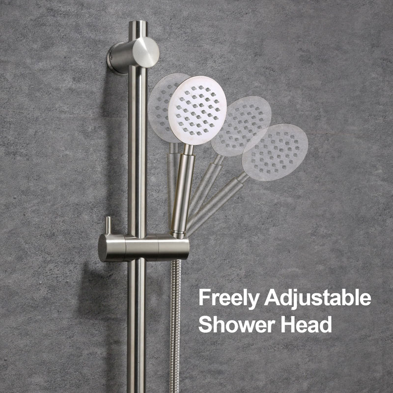 24 Inch Shower Slide Bar with Adjustable Shower Holder Wall Mount Sliding Bar Stainless Steel Wall Mounted Shower Slide Bar with Adjustable Shower Head Holder, Brushed Nickel