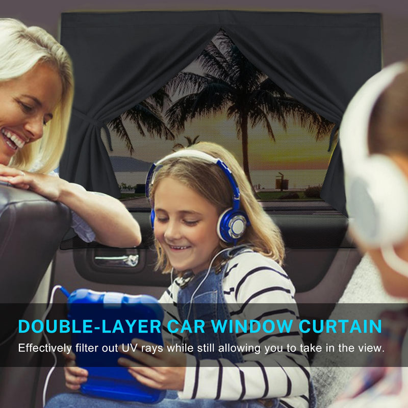 Car Window Shades, 2 PCS Magnetic Double Layer Car Sun Shade for Side Windows Full Shade/Half Shade Options Black Car Window Curtain for Baby (Black-2pcs) Black-2pcs