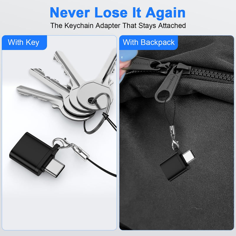 USB to USB C Adapter, USBA Male to USBC Female Car Charger Adapter 4 Pack | Type C to USB A Charger Cable Converter for iPhone 17/16/15 Pro Max MacBook Pro/Air iPad Samsung Galaxy S26/S25/S24 Ultra/FE black