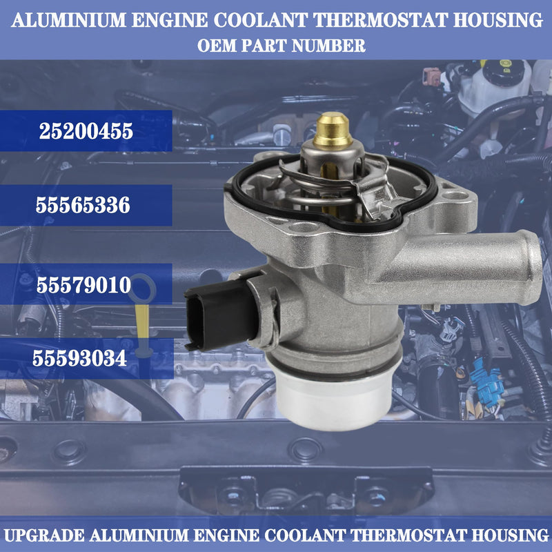 Upgrade Aluminium Engine Coolant Thermostat Housing Assembly Compatible with 2011-2020 Chevy Cruze Limited Sonic Trax Buick Encore 1.4L Replaces 25200455 55565336 55579010 55593034 902-808