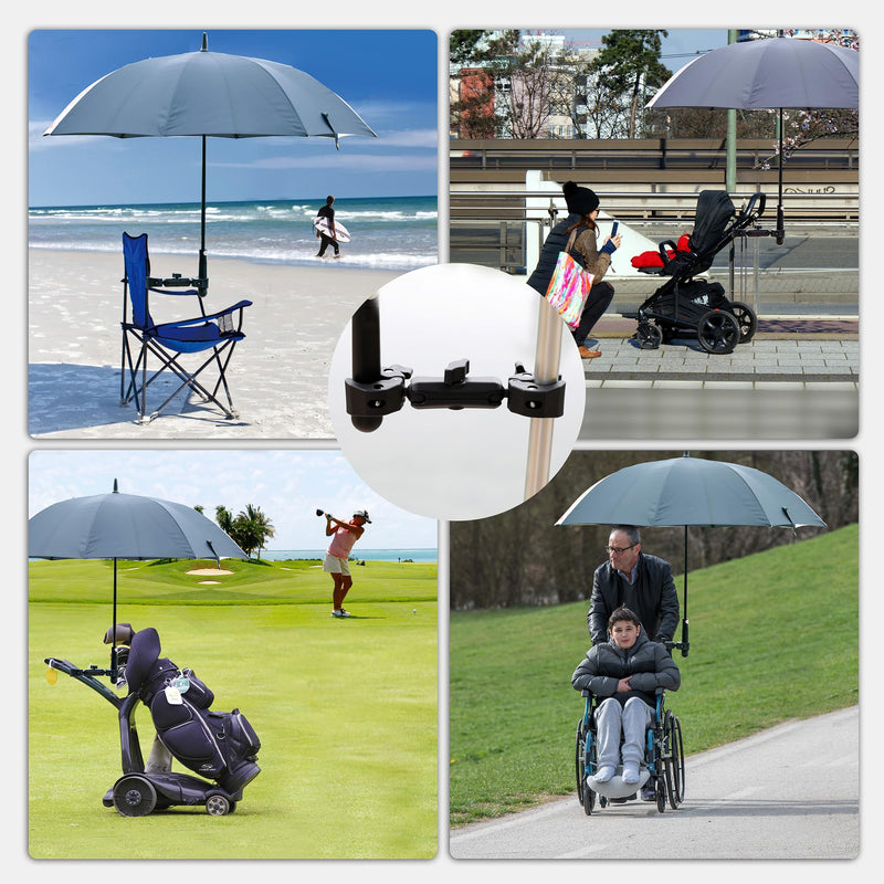 Double Super Clamp Camera Mount with Magic Arm for Chair/Photography Reflector/Light/Pole, Umbrella Clamp with 360° Rotation Double Ball Head Adapter for Golf Push Carts/Strollers/Wagons