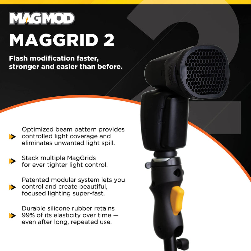 MagGrid 2 Light Modifier by MagMod | Photography Lighting Flash Modifier | Magnetic Light Modifier Attachment | New and Improved Features | Lightweight Light Control