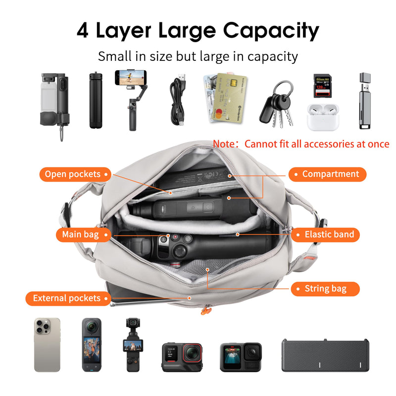 Carrying Bag for Insta360 Luna Ultra X5 Creator Bundle Case Accessories | X4 Air X3 Go ultraTravel Magnetic Quick Release Travel Case Chest Bag for DJI Osmo 6 5 Pocket 4 Pro 3 4P Mobile Gimbal