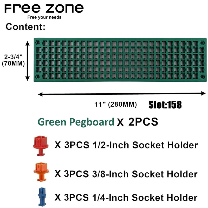 Free Zone Bit Organizer Set (Green) – 158-Hole Bit Storage – 1/4" Hex Bits & Drive Bits Adapter Storage – Toolbox Storage (Tools Not Included) Green
