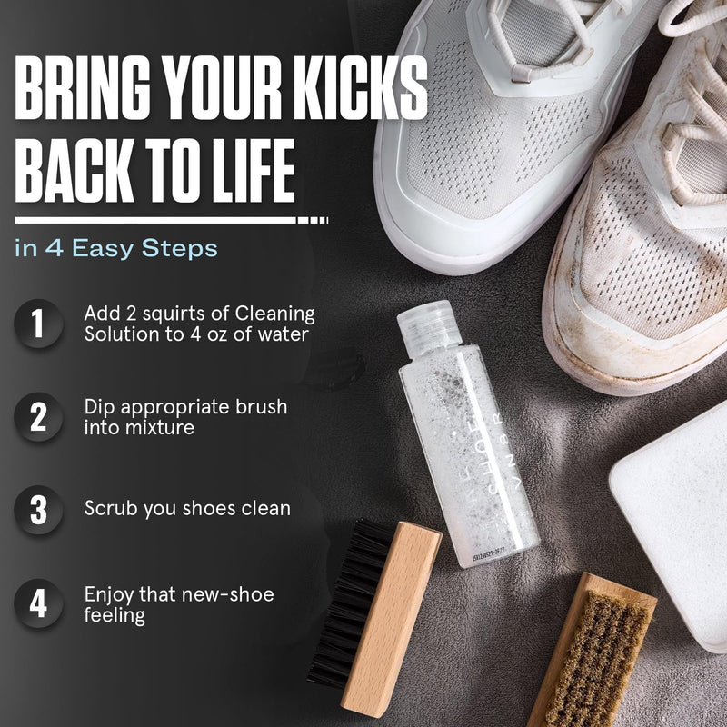 RESHOEVN8R Shoe Cleaning Solution, 8 oz - Sneaker Cleaner & Shoe Care for Canvas, Leather, Mesh, Suede, White, & Nubuck Shoes - Shoe Cleaner Sneakers Kit Solution in Easy-to-Use Bottle - 60-100 Uses