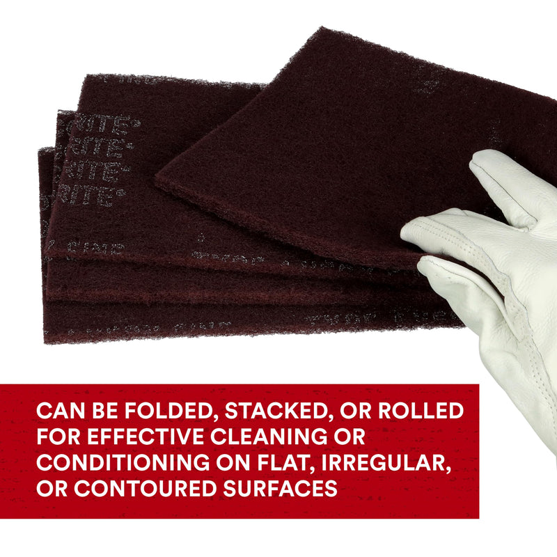 3M Scotch-Brite General Purpose 7447 Hand Pad, Very Fine Grade, 6 in x 9 in, Pack of 30, Aluminum Oxide, Surface Preparation, Scuffing, Blending, Cleaning, Maroon