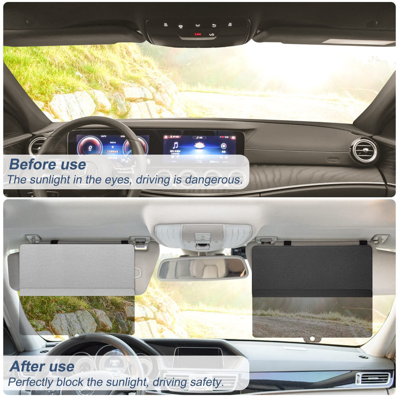 NAZZO Sun Visor Extender for Car, Sun Blocker with PC Sunshade Lens, Magnetic Mounting Adjustable Position, Protect from Glare, UV Rays, Snow Blindness for Safe Driving, Universal for Car, SUV (Black) Black