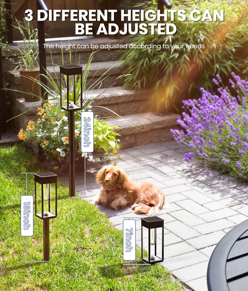 2 Pack Bright Solar Pathway Lights,IP65 Waterproof Outdoor Garden Path Lights,Solar Powered for Yard,Lawn,Walkway,Driveway Landscape Lighting (Cool White) Square Cool White 2 Pack