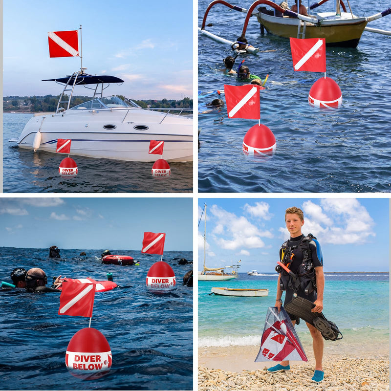 Dive Flag Float Mesh Drawstring Bag Set Inflatable Signal Floater with Dive Flag for Snorkeling Water Sport Signaling Swimming Boating Fishing