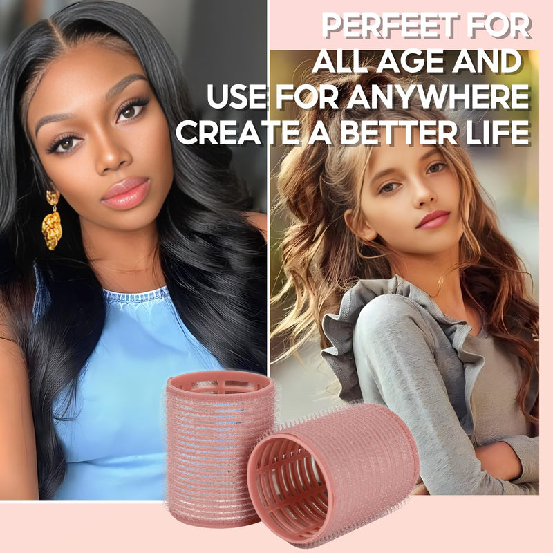18pcs Hair Rollers,Self Grip Thermal Curlers for Long Short Hair Pink | Ceramic Ionic Thermal Hair Rollers for Hair Volume,Blowout styling Look,to Sleep In,Salon Quality Heatless Curls(Pink) Light Pink