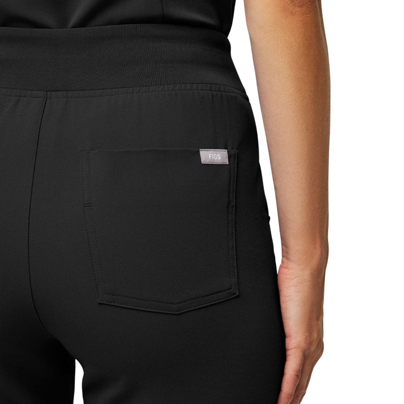 FIGS Zamora High Waisted Jogger Scrub Pants for Women — Slim Fit, 6 Pockets, High Rise Yoga Waistband Regular Medium Black