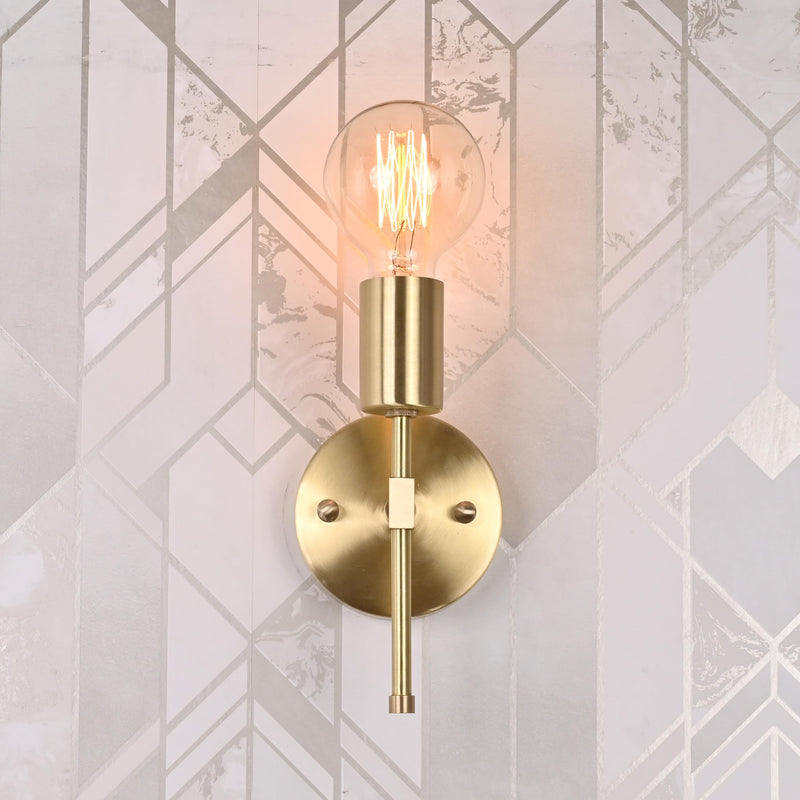Modern Brass Wall Sconce Light – Industrial Wall Lamps with Exposed Bulbs – Hardwired Mid Century Accent Light Fixture for Bathroom, Bedroom, Hallway, or Entryway (1) 1
