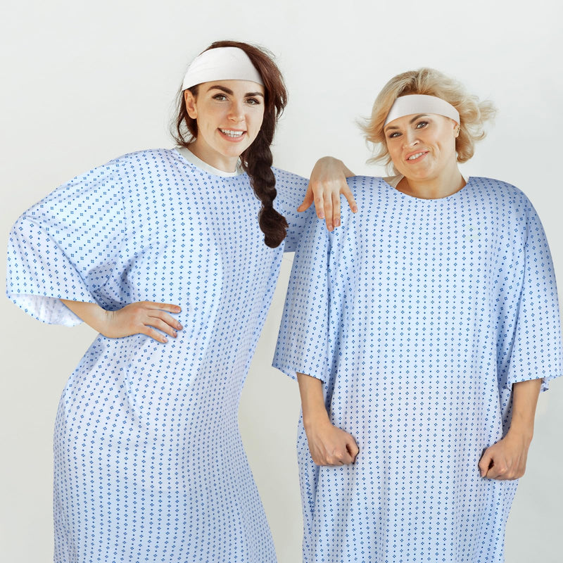 Liitrsh 3 Pcs Patient Gown Party Costume Set Unisex Funny Mardi Gras Cosplay Hospital Gown Butt Cheeks Costume Bandage for Cosplay Dress up Party Blue